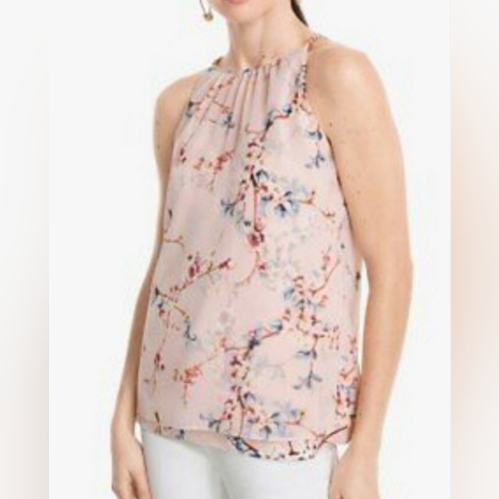 WHBM Blush Pink Floral Flowy Tank Top, Size S